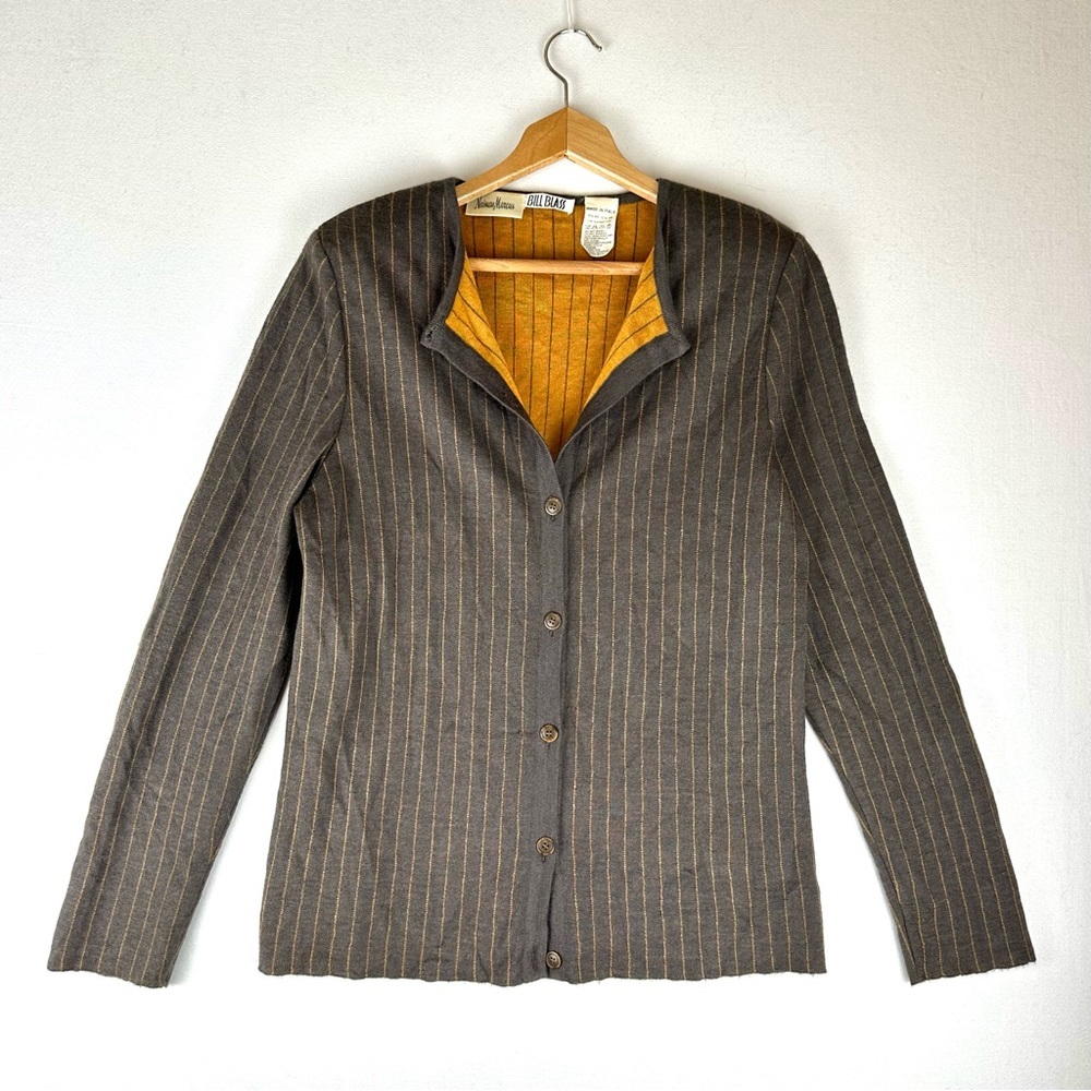 Vintage Neiman Marcus x Bill Blass Cashmere/Silk Stripe Cardigan Sweater‎ Italy